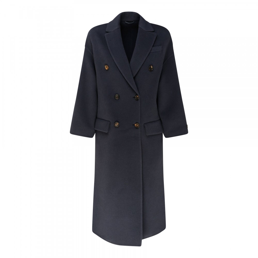 Midnight blue virgin wool and cashmere coat