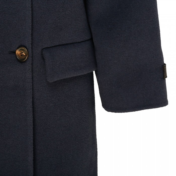 Midnight blue virgin wool and cashmere coat