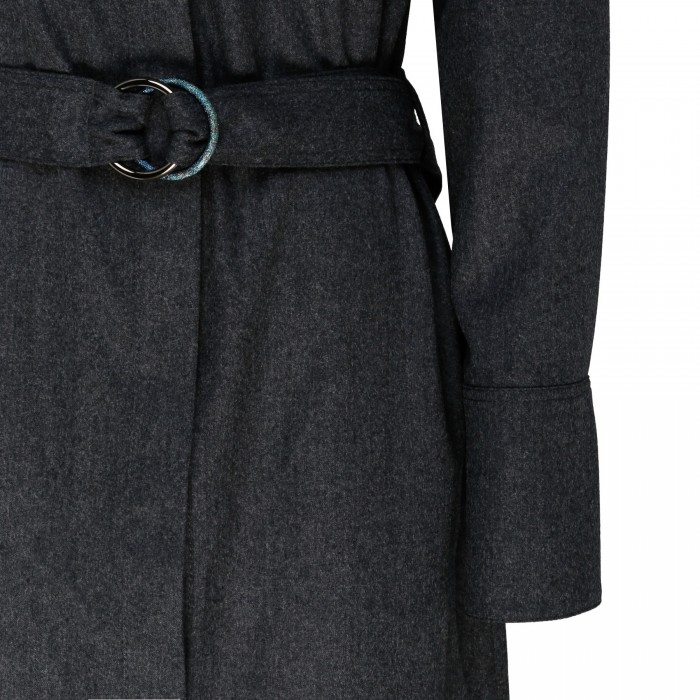 Dark gray virgin wool shirt-dress
