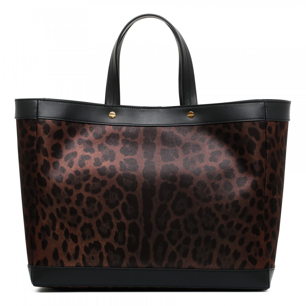 Leopard canvas logo tote bag