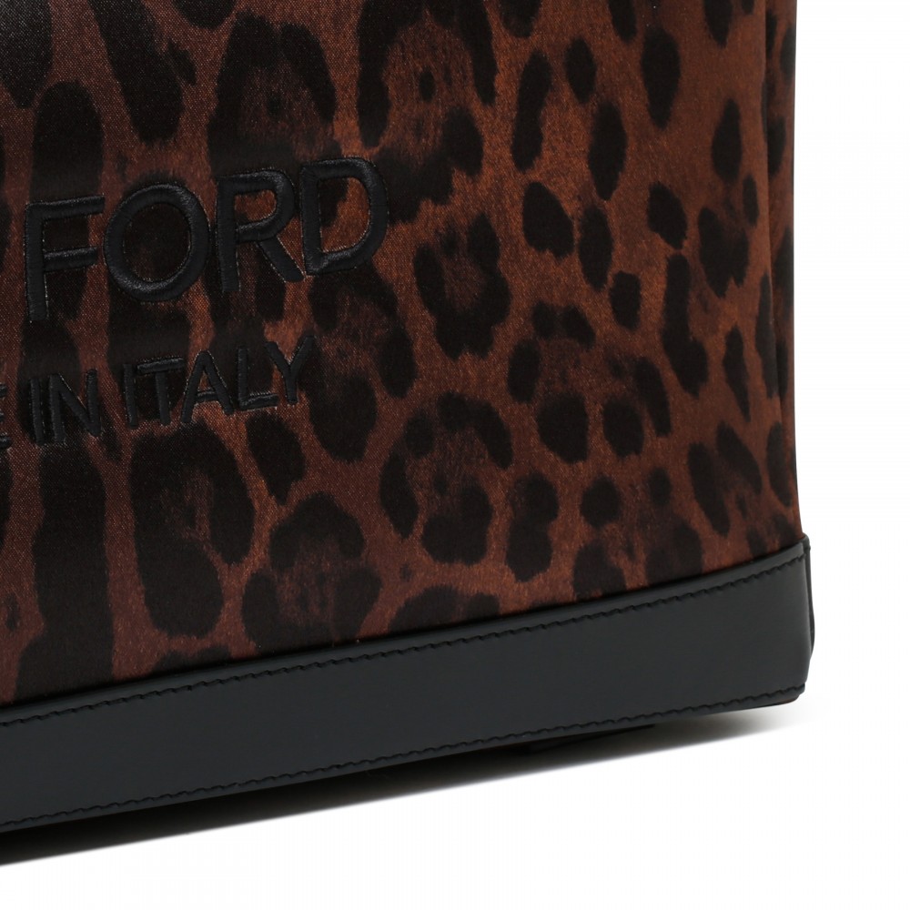 Leopard canvas logo tote bag
