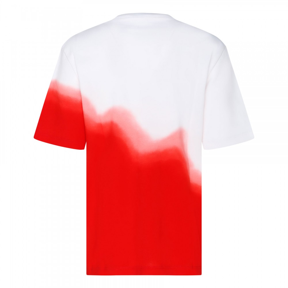 Tie-dye white and red T-shirt