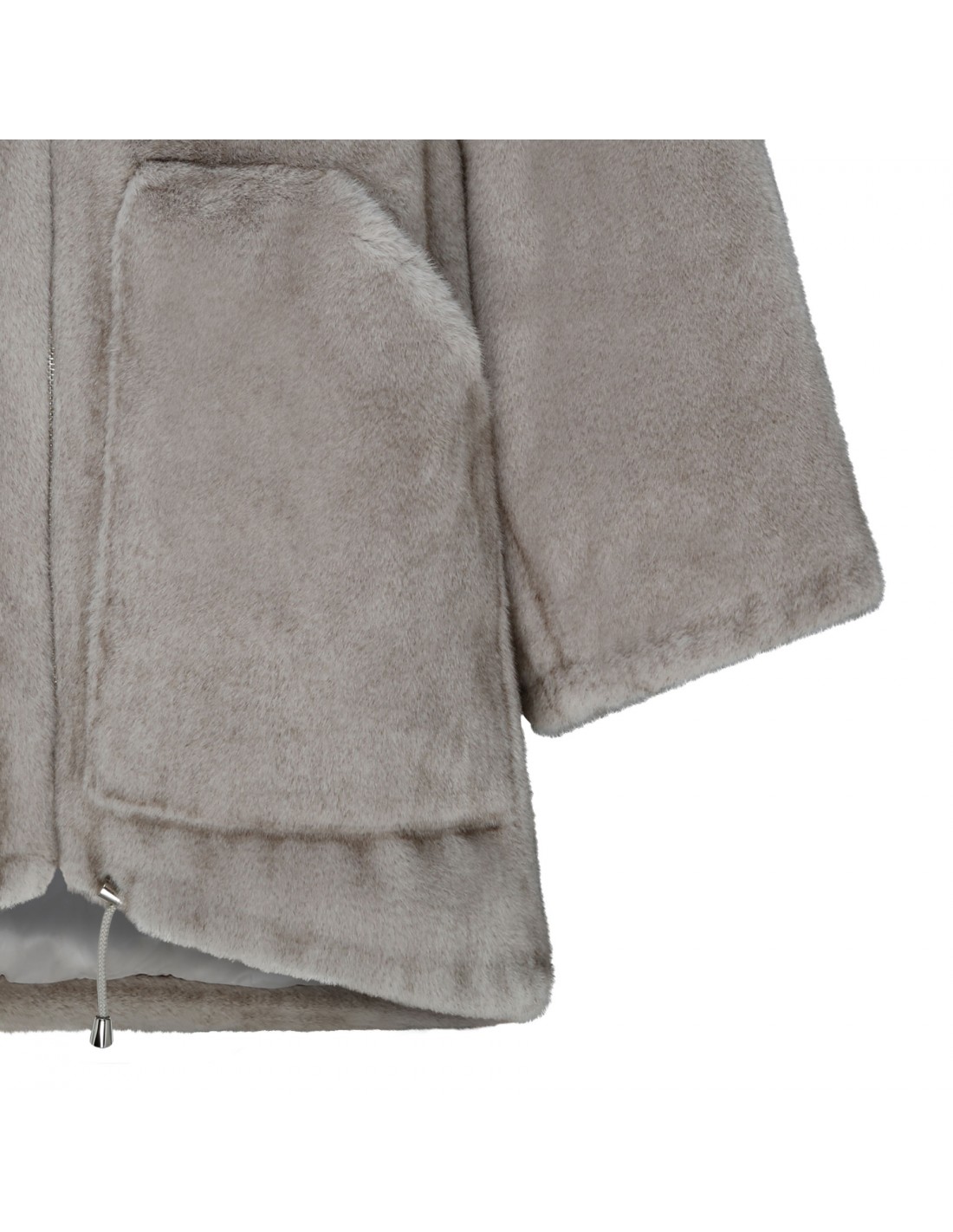 Gray eco fur coat