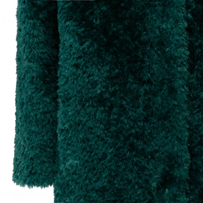 Green curly faux fur coat