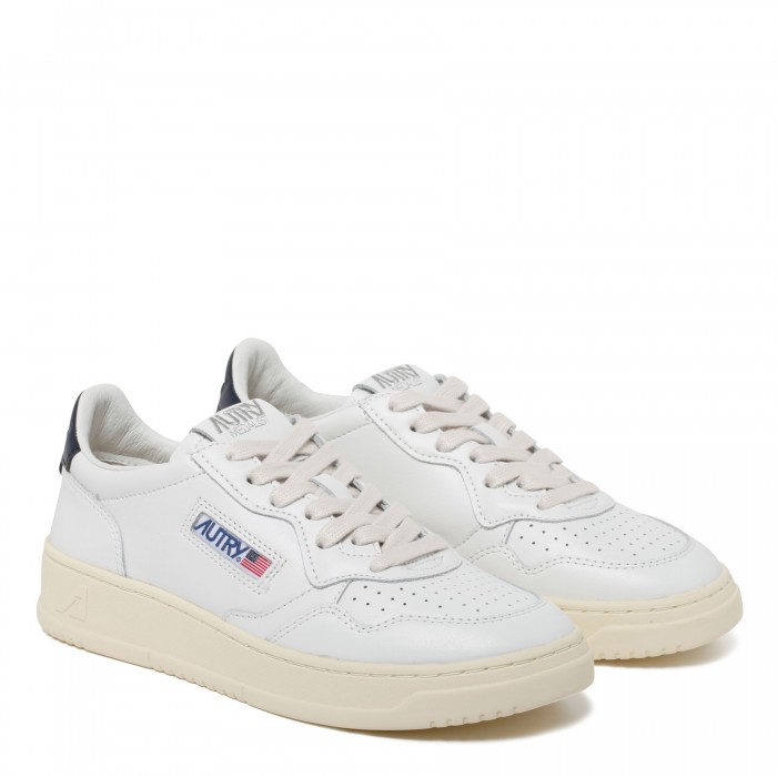 01 white and blue leather sneakers