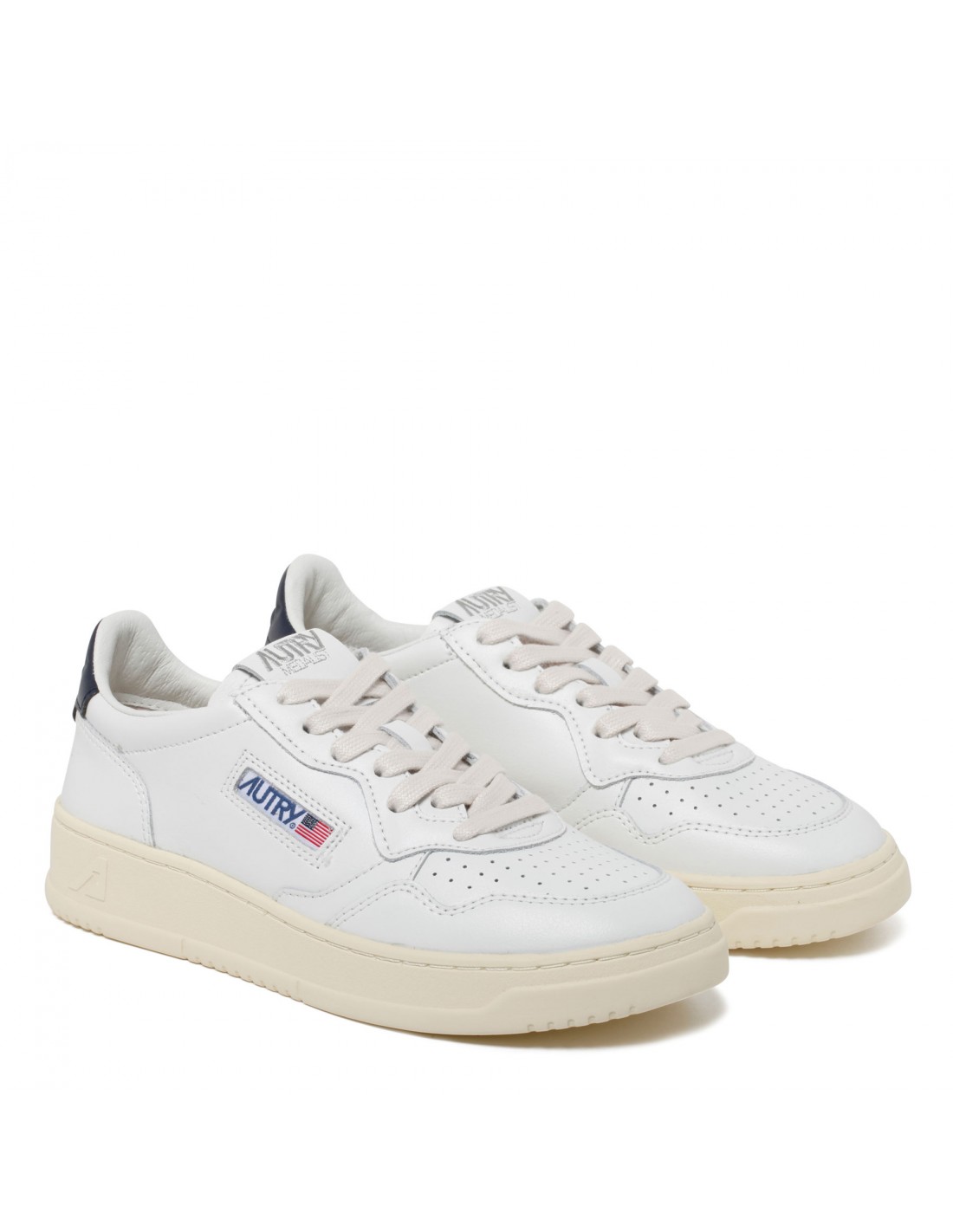 01 white and blue leather sneakers