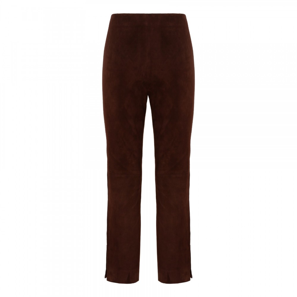 Mahogany stretch suede crop pants
