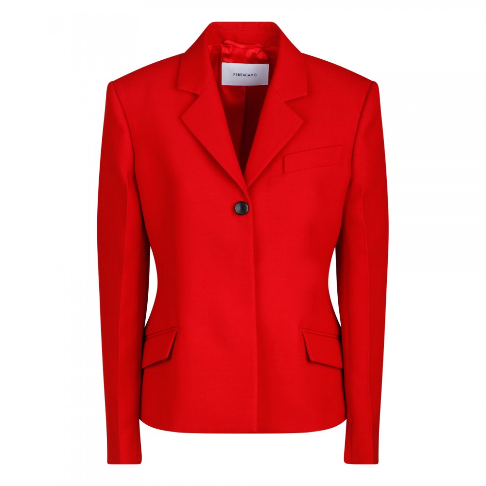 Red single-breasted jacket