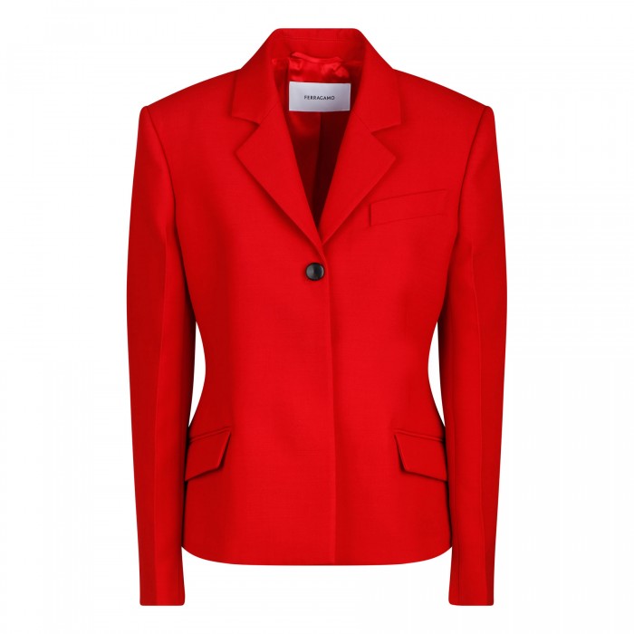 Red single-breasted jacket