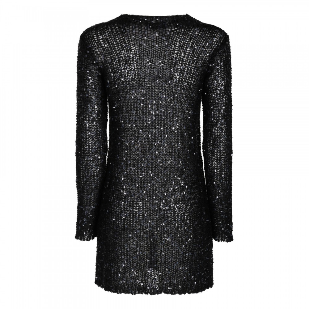 Black sequin mohair blend minidress