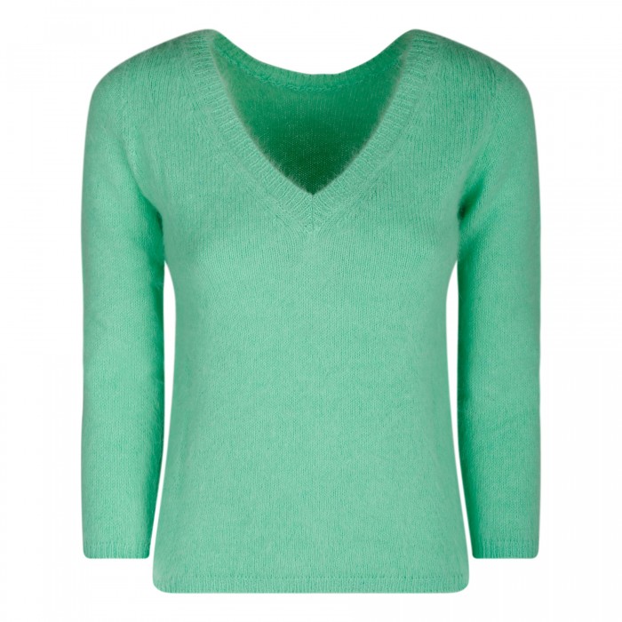Mint-hue angora wool blend sweater