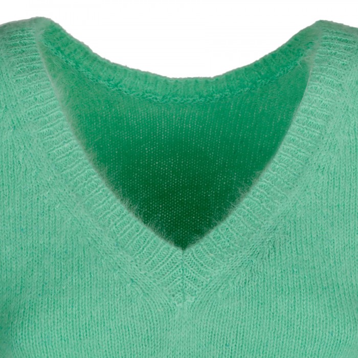 Mint-hue angora wool blend sweater