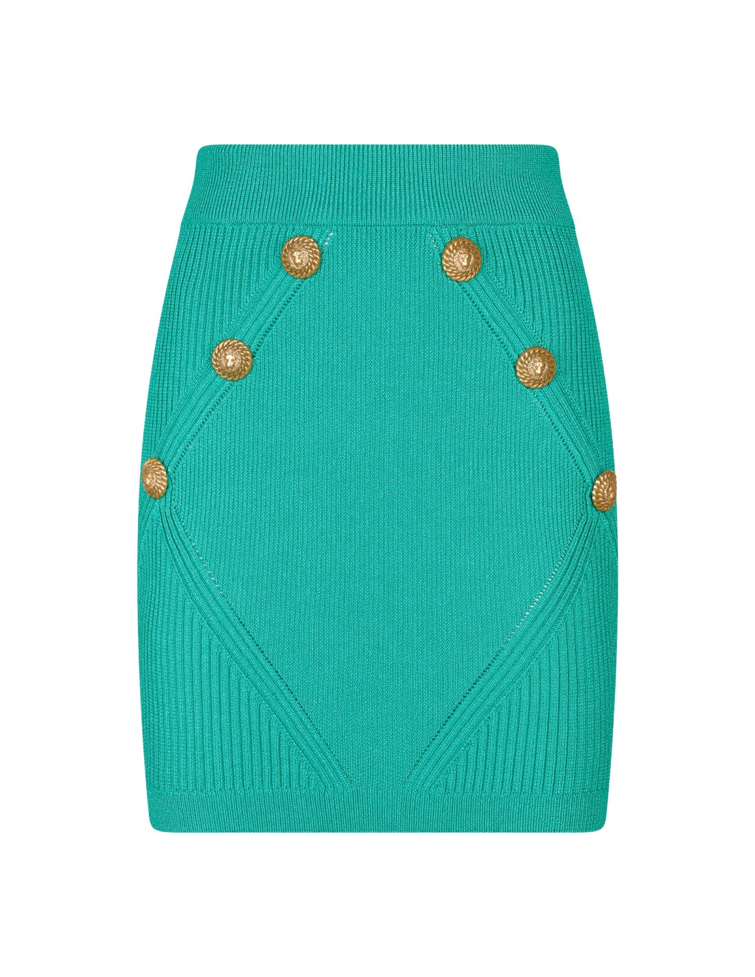 Jade green rib-knit skirt