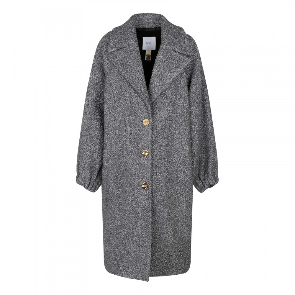 Anthracite wool-blend bouclé coat