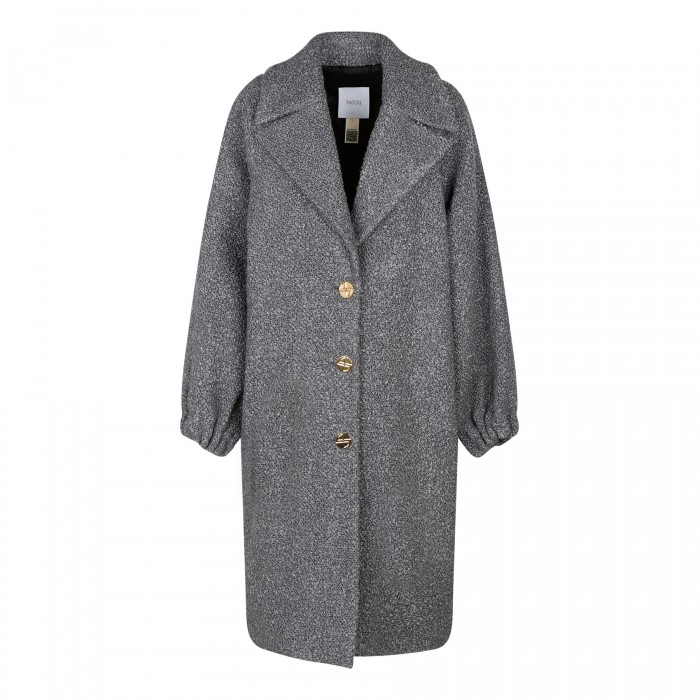 Anthracite wool-blend bouclé coat