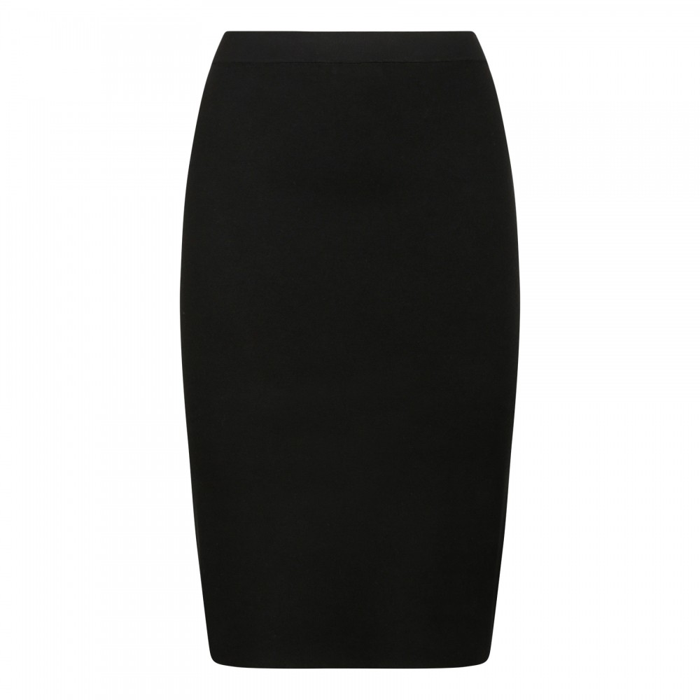 Black fine-knit pencil skirt