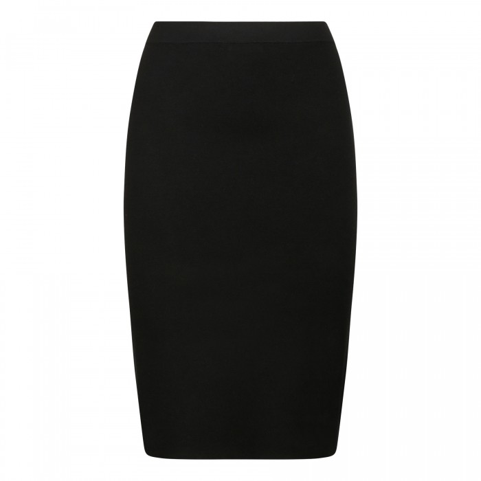 Black fine-knit pencil skirt