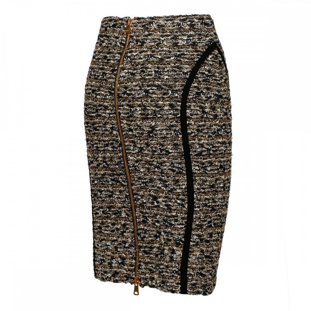 Gold lurex tweed skirt