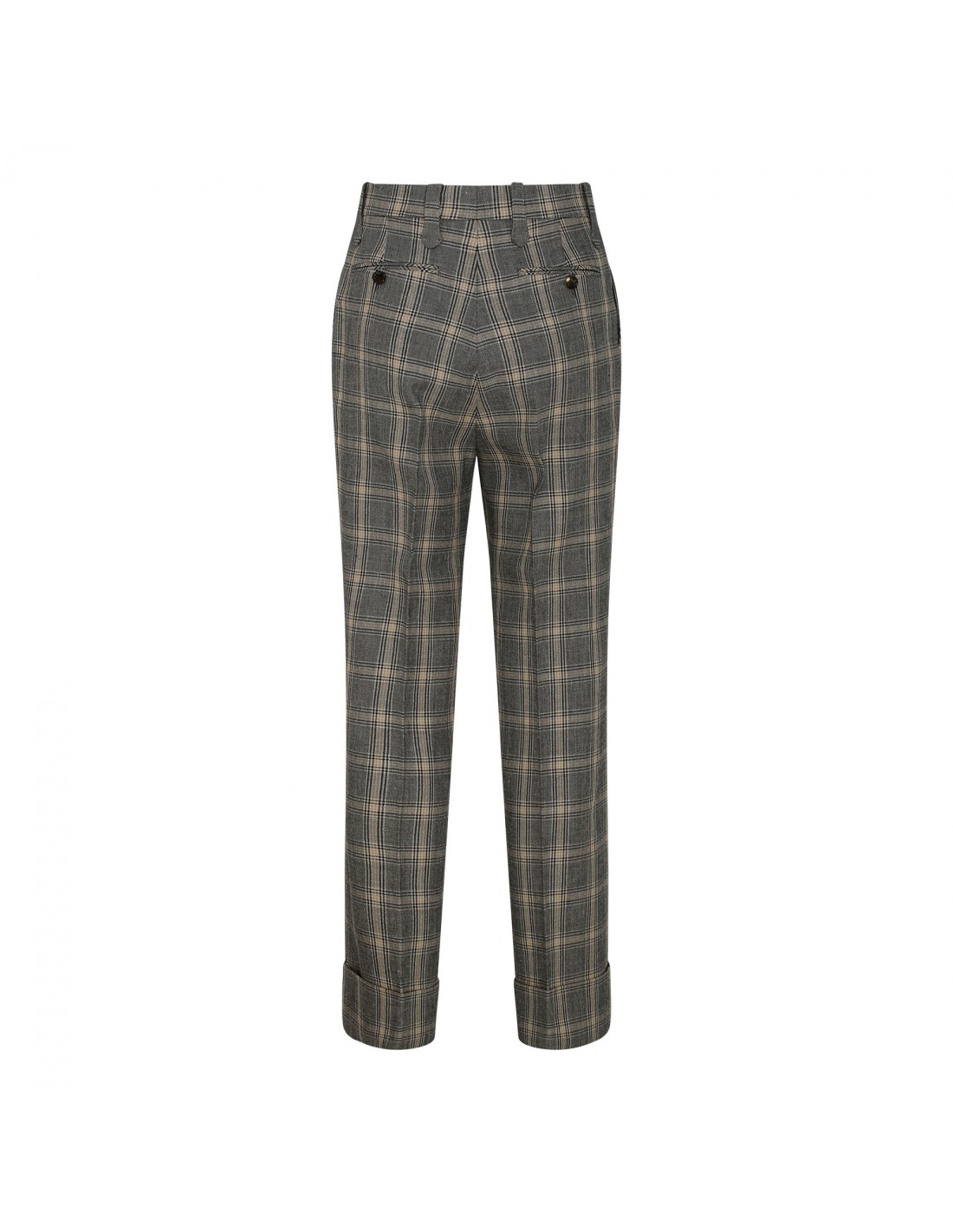 Check wool and linen blend pants