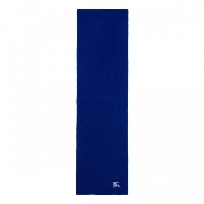 Blue ribbed cashmere scarf