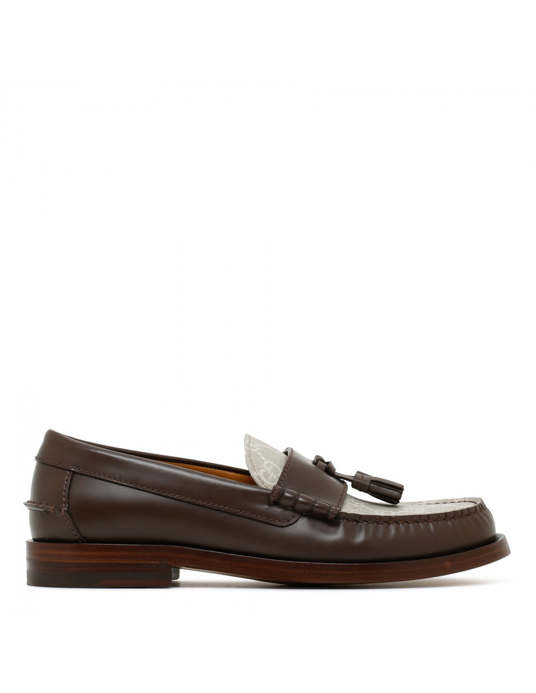 Brown leather tassel loafers