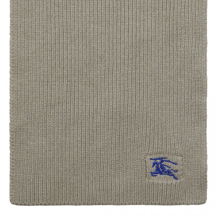 Taupe ribbed cashmere scarf