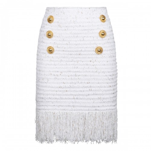 Fringed lurex tweed skirt
