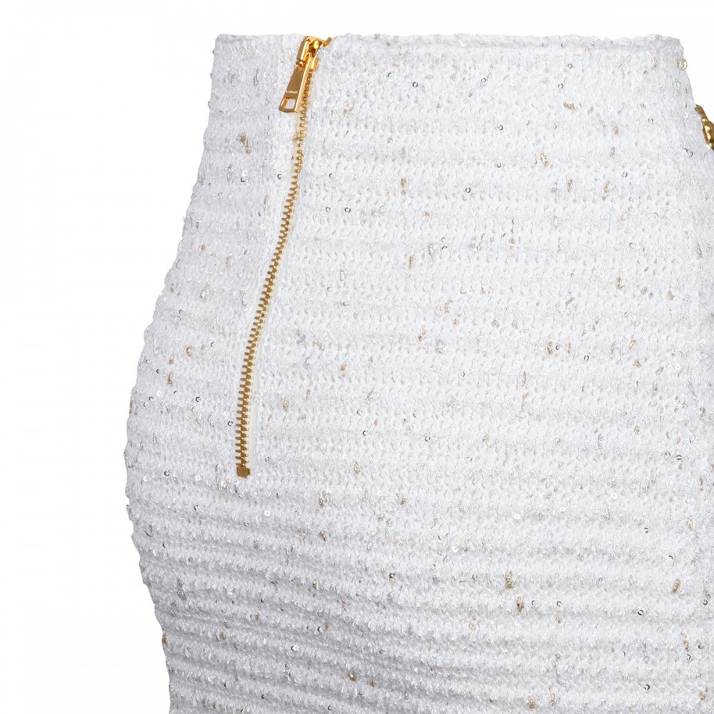 Fringed lurex tweed skirt