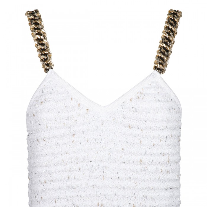 Chain straps tweed mini dress