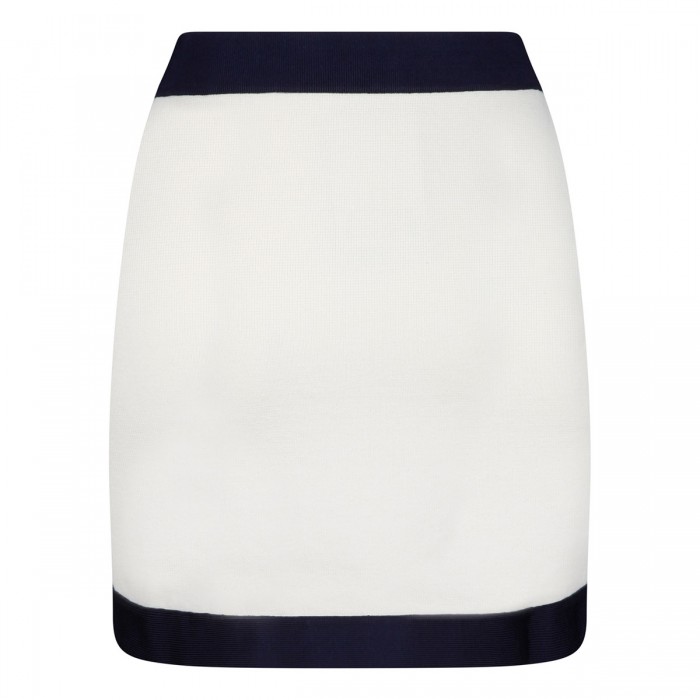 Cream knit bow mini skirt
