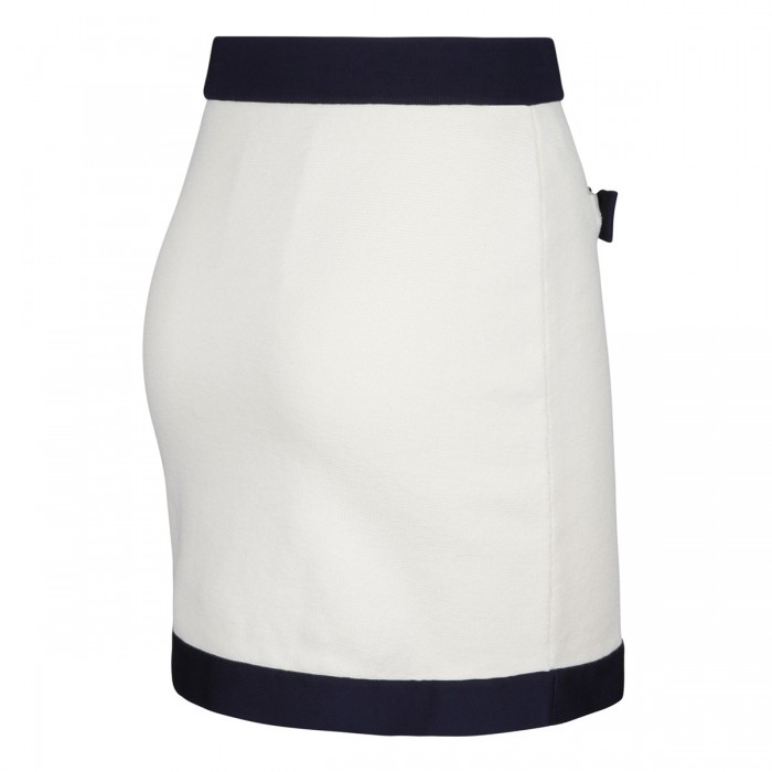 Cream knit bow mini skirt