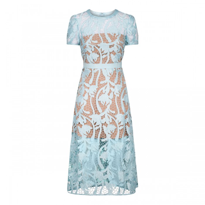 Light blue lace midi dress