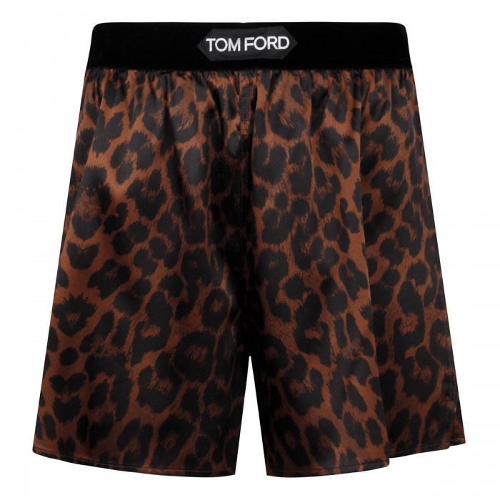 Leopard satin boxer shorts