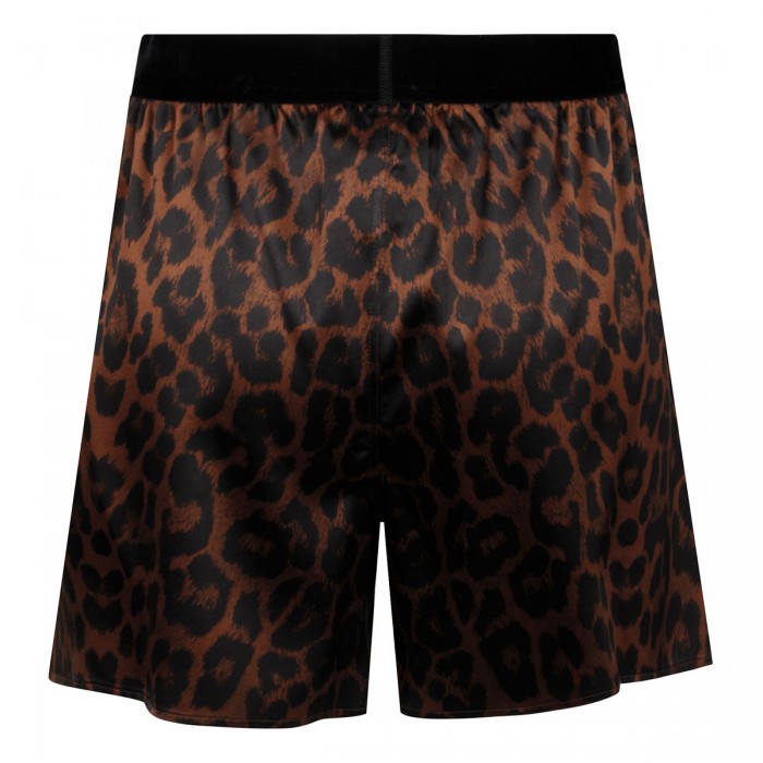 Leopard satin boxer shorts