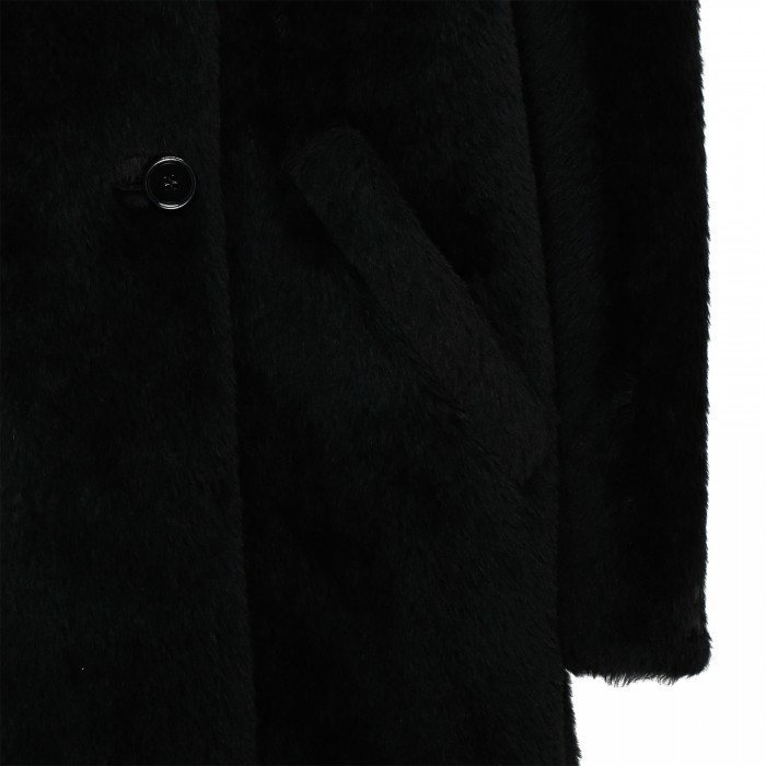 Black alpaca blend coat