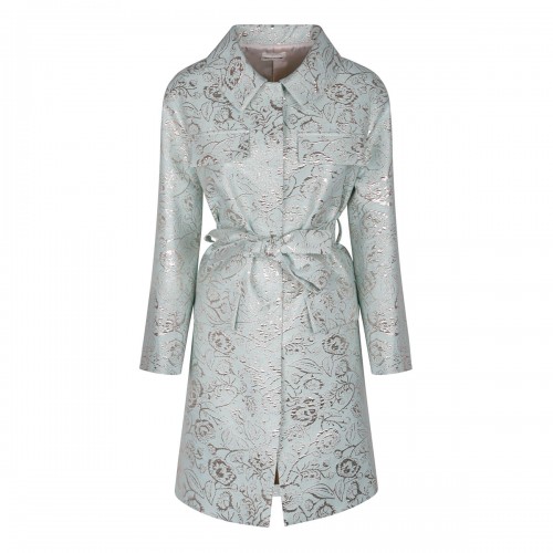 Mint green brocade long jacket