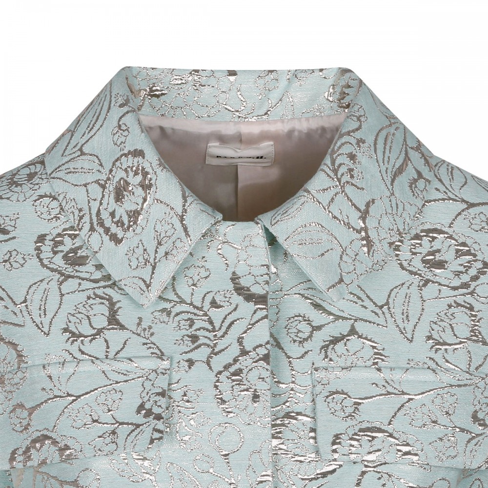 Mint green brocade long jacket