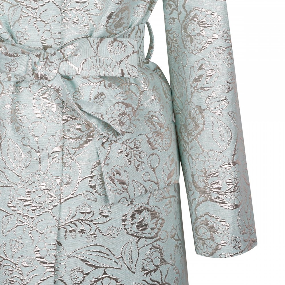 Mint green brocade long jacket