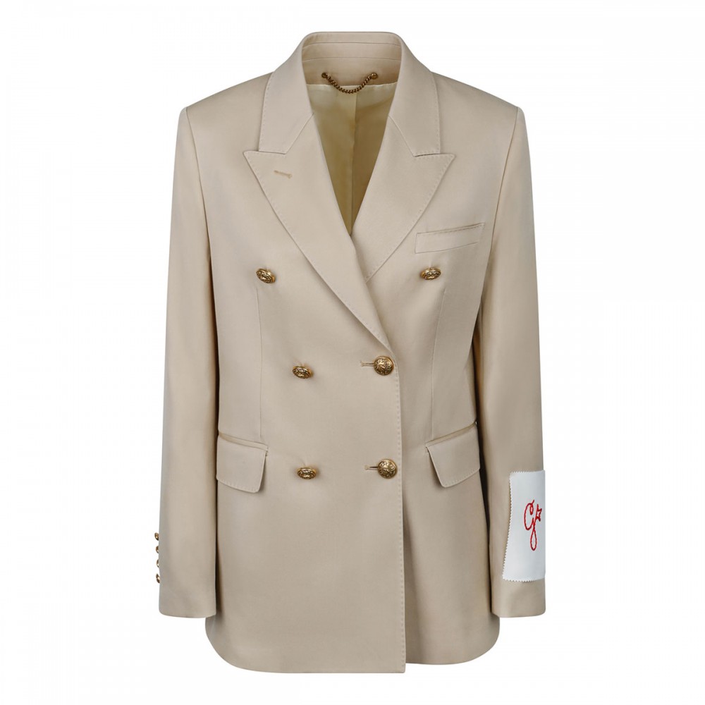 Sand double-breasted blazer