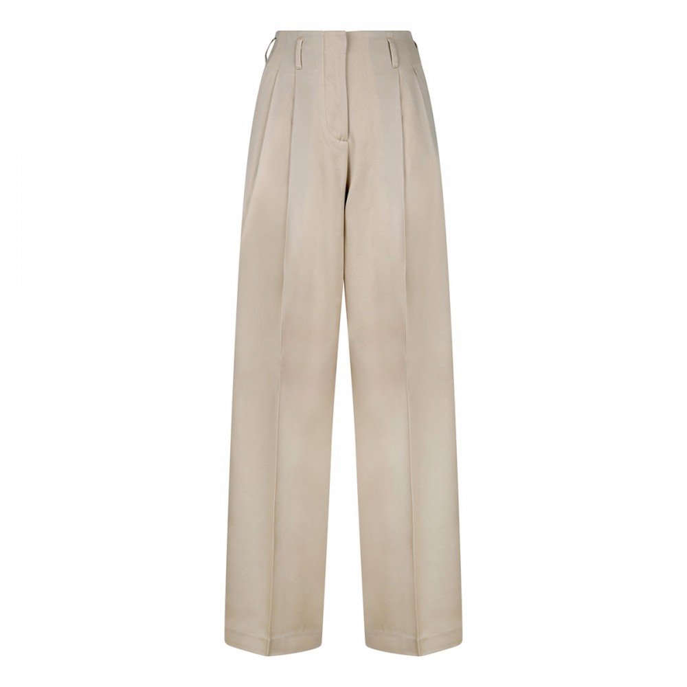 Sand wool gabardine pants