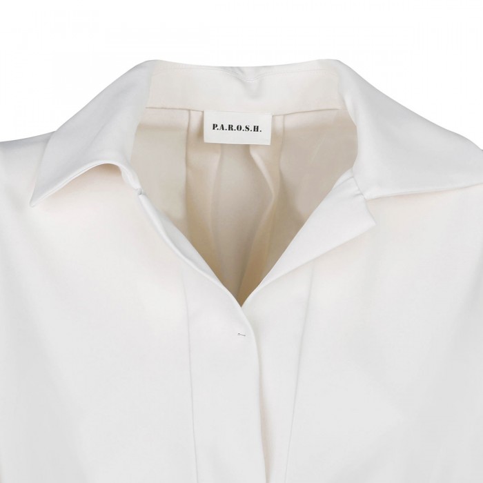 Cream-hue blouse with self-tie