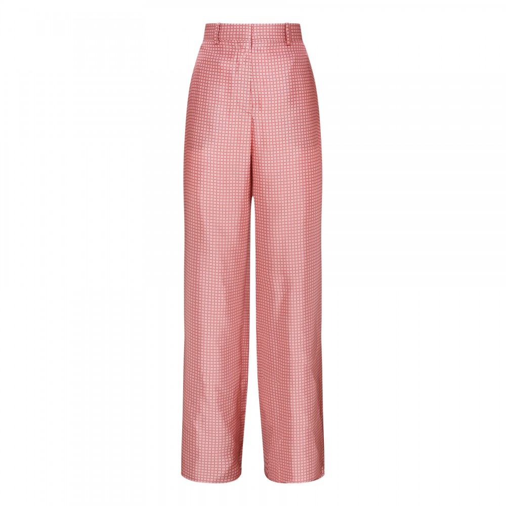 Printed wide leg fluid pants