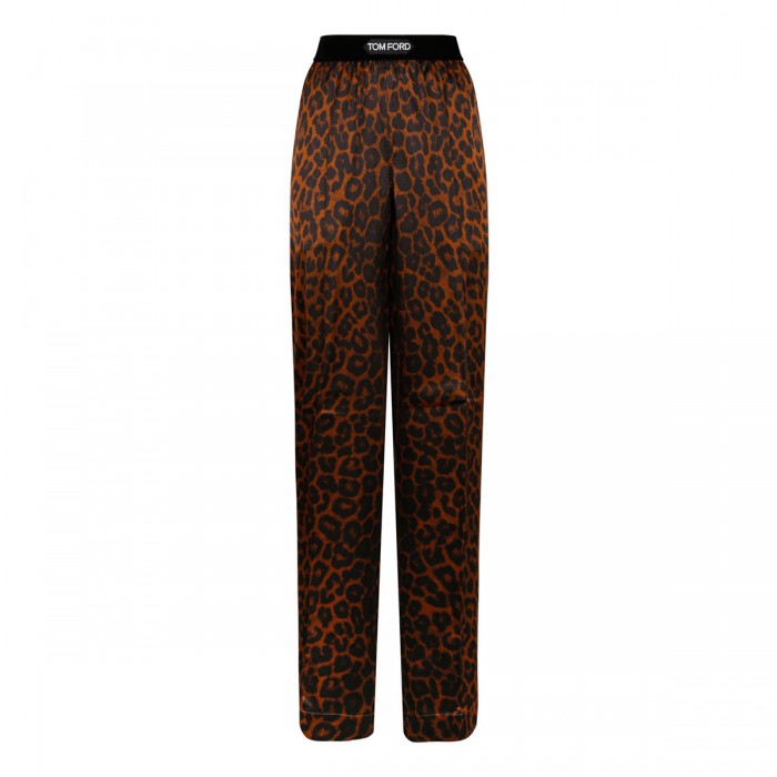 Leopard silk pants