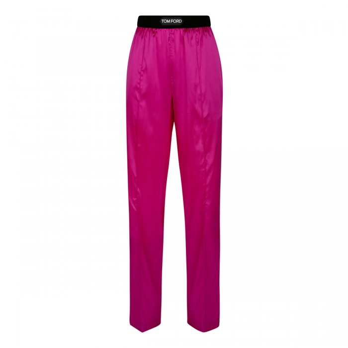 Hot pink silk pants