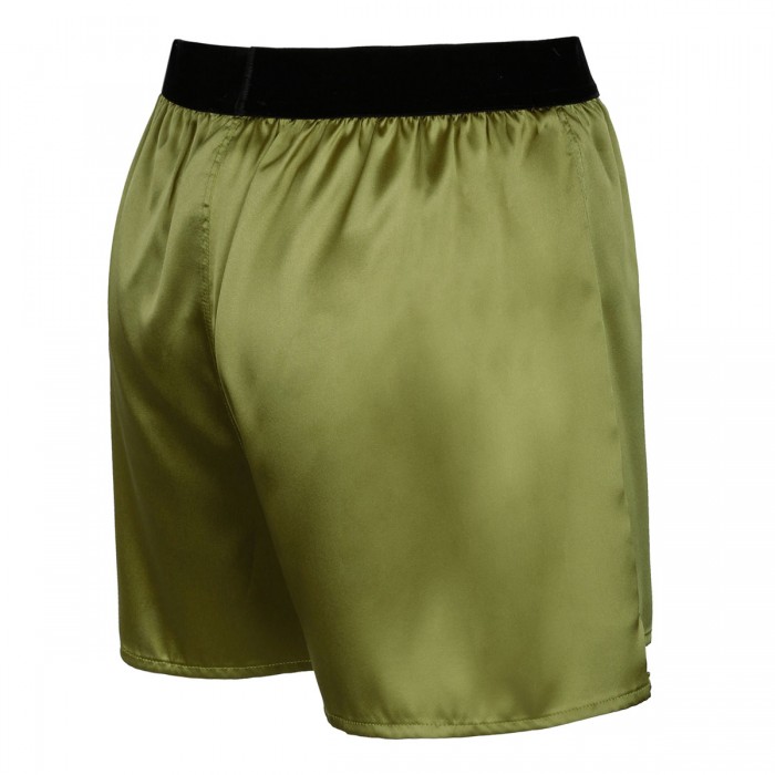 Army green satin boxer shorts