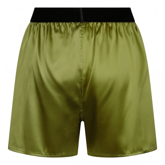 Army green satin boxer shorts