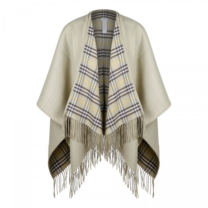Reversible check wool cape