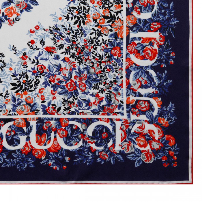 Interlocking G floral print silk carré