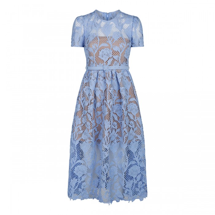 Blue Lily lace midi dress