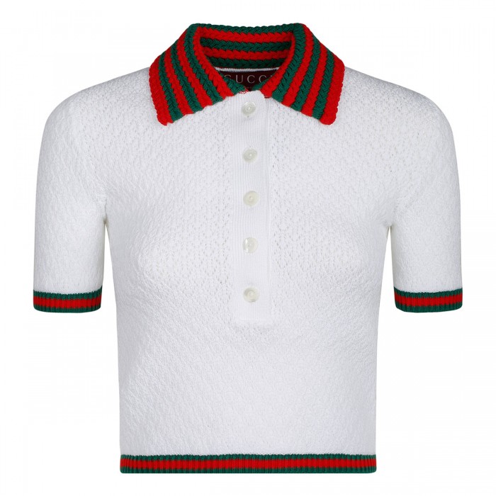 Cotton lace polo shirt